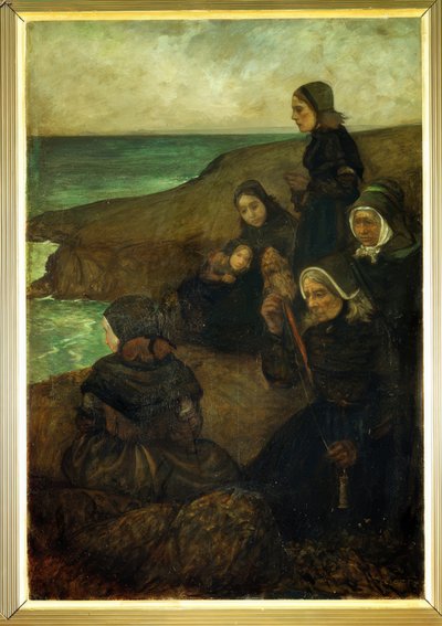 Au Pays de la Mer - Country of the Sea - triptych, right panel:残る者たち 作： Charles Cottet