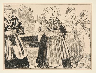 1894 年 10 月、La Revue Blanche の 36 番に掲載された Breton Girls、または Breton Girls on the Quay 作： Charles Cottet