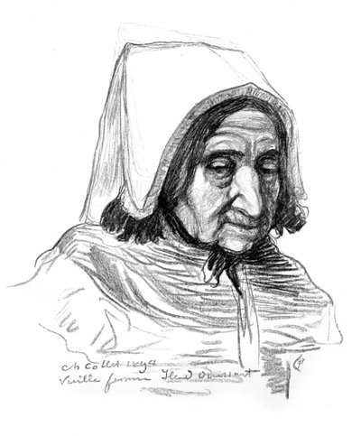1899年の老婦人の頭の研究。 作： Charles Cottet