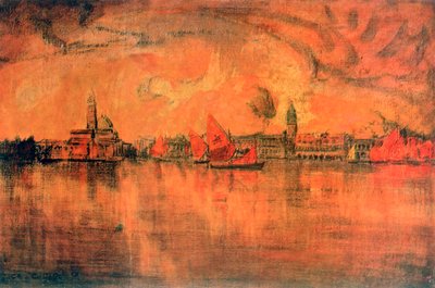 海からのヴェネツィアの眺め、c1896 作： Charles Cottet
