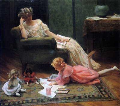 子供の遊びを見て、1909 作： Charles Courtney Curran