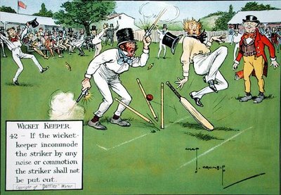 ウィケットキーパー（42）、『Laws of Cricket』（1910年発行）より 作： Charles Crombie