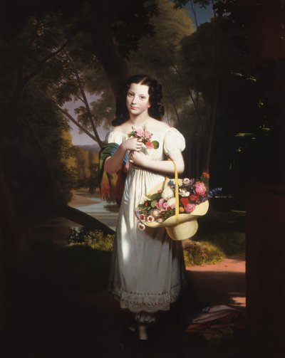 花を持つ少女アメリアパーマー、ca。 1830年。 作： Charles Cromwell Ingham