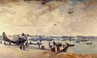 「サービス ステーション - 水上飛行機」、第二次世界大戦、1944 年。 作： Charles Cundall