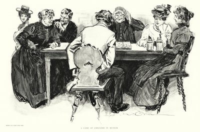ミュンヘンでのチェッカーゲーム（リトグラフ） 作： Charles Dana Gibson