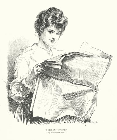 ティペラリーの少女「私の心はそこにある」（リトグラフ） 作： Charles Dana Gibson