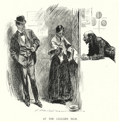 ゴールデンサインにて（リトグラフ 作： Charles Dana Gibson