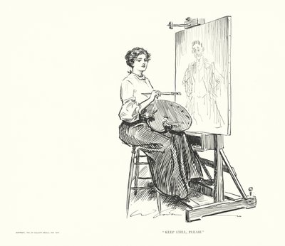 「キープ・スティル、プリーズ」（リトグラフ） 作： Charles Dana Gibson