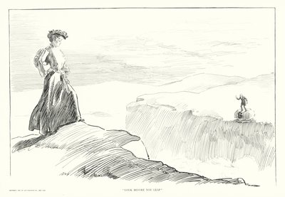 「跳ぶ前に見ろ」（リトグラフ） 作： Charles Dana Gibson