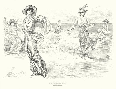 私たちの未開の海岸、非常に危険（リトグラフ） 作： Charles Dana Gibson