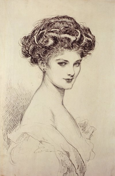 頭部の習作（紙にインク） 作： Charles Dana Gibson