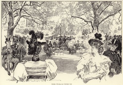 日曜日の朝、スタンホープゲート近く、ハイドパーク 作： Charles Dana Gibson