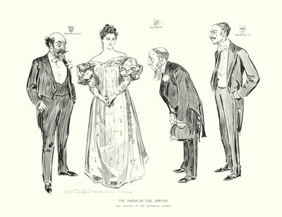 海外のアメリカン・ガール（リトグラフ） 作： Charles Dana Gibson