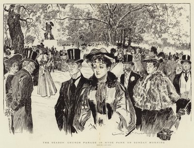 季節、日曜日の朝にハイドパークの教会パレード 作： Charles Dana Gibson