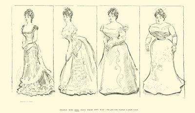 腰を小さくしたい女の子（リトグラフ 作： Charles Dana Gibson