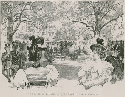 午後のロンドン、ハイドパークの季節（エングレービング 作： Charles Dana Gibson
