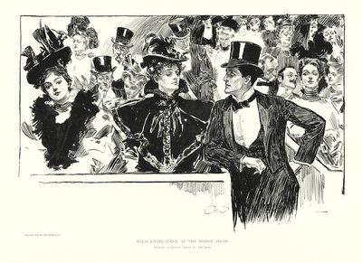 ホースショーでの野生の熱狂（リトグラフ） 作： Charles Dana Gibson