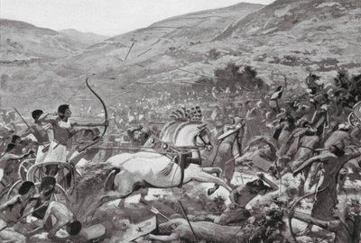 シリアにおけるセティ1世、第19王朝（リトグラフ） 作： Charles Daniel Ward