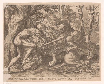 ネメアの獅子を絞め殺すヘラクレス フランス・フロリス後のヘラクレスの労働 (シリーズタイトル) 作： Charles David