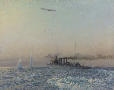 1918年北海でのHMASシドニーのツェッペリン戦 作： Charles David Jones Bryant