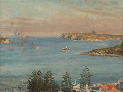 市の北側からシドニー ヘッズを望む (船内にオイルあり) 作： Charles David Jones Bryant