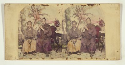 第1回日本外交使節団の2人：  正体不明のメンバー（左）と立石小野次郎＝ノリユキ通訳研修生（右） 作： Charles DeForest Fredricks