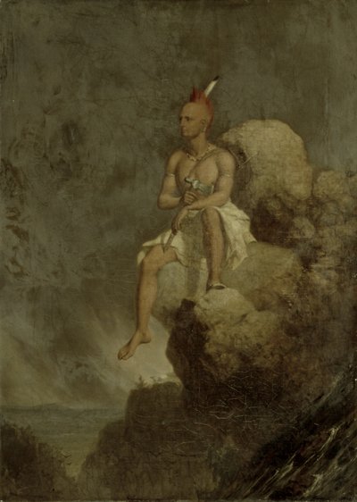 絶壁の端にあるインディアンの戦士、1847 作： Charles Deas