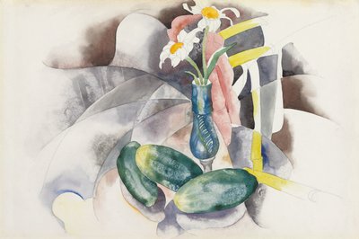 花とキュウリ、1924年頃（水彩と紙に鉛筆） 作： Charles Demuth