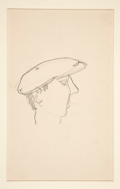 喫煙者の頭部 (直腸); 傘を持つ女性 (裏面) 作： Charles Demuth