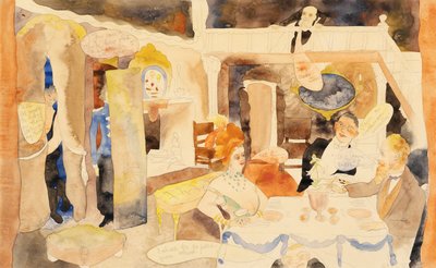 1918年のランチでのルルとアルバシェーン（紙と鉛筆） 作： Charles Demuth