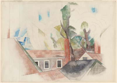 屋根と木々 作： Charles Demuth