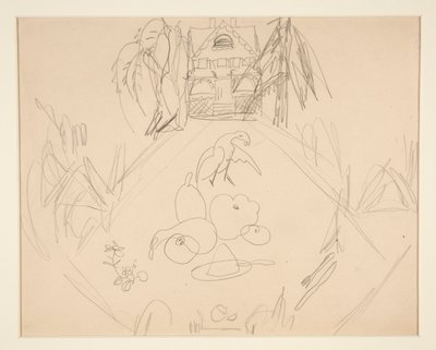 無題 [鳩、果物、野菜、家、メモ] 作： Charles Demuth