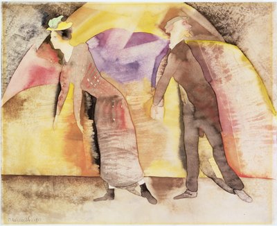 ヴォードヴィル-女と男の舞台、1917（紙にトイレ） 作： Charles Demuth