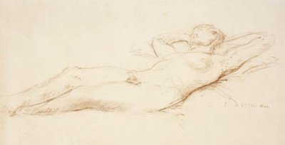 首の下に手を置いて横になっている女性モデル 作： Charles Despiau