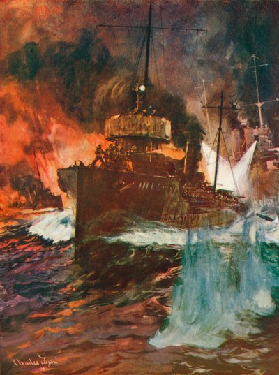 ナイトアタック。仕事での魚雷艇、c1918 1919 作： Charles Dixon