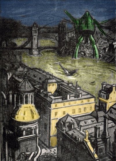 ハーバート・ジョージ・ウェルズ (1866-1946) の小説「世界の戦争」のデュドゥイ氏による挿絵。 作： Charles Dudouyt