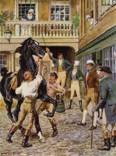 Jeffery Farnol による The Amateur Gentleman のイラスト (カラー リソ) 作： Charles Edmund (after) Brock