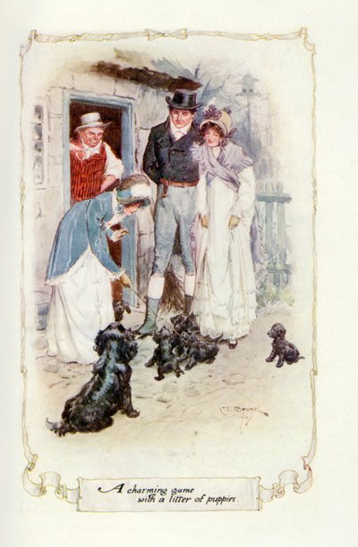 子犬がたくさんいる魅力的なゲーム、1907年（イラスト） 作： Charles Edmund Brock