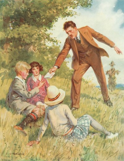 "Are you youngsters willing to do something for your country?" 「シークレットサービス」のシーン（カラーリトグラフ 作： Charles Edmund Brock