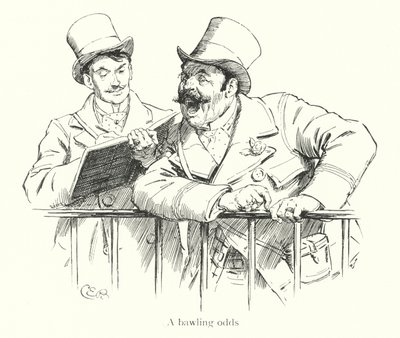 競馬場でオッズを鳴らすブッキー（彫刻 作： Charles Edmund Brock