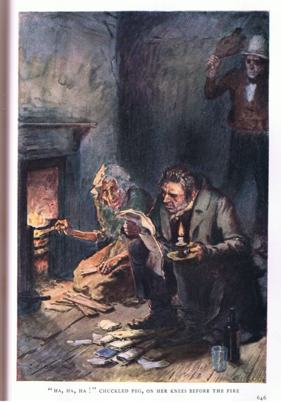 ははは！火の前にひざまずいてペグをくすくした 作： Charles Edmund Brock