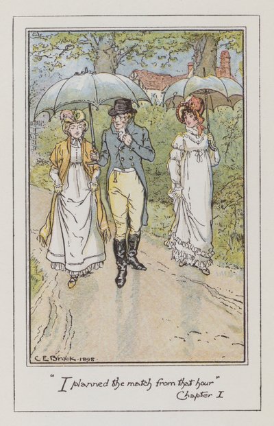 ジェーン・オースティン著「エマ」の挿絵（カラーリトグラフ 作： Charles Edmund Brock