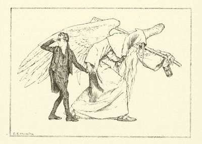 チャールズ・ラムの「The Essays of Elia」の挿絵（彫刻）。 作： Charles Edmund Brock