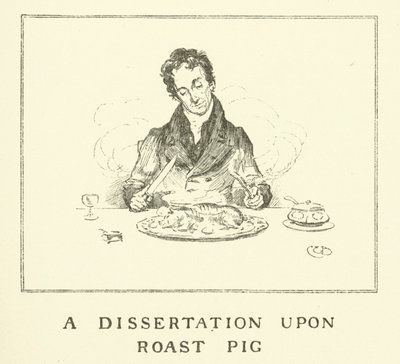 チャールズ・ラムの「The Essays of Elia」の挿絵（彫刻）。 作： Charles Edmund Brock