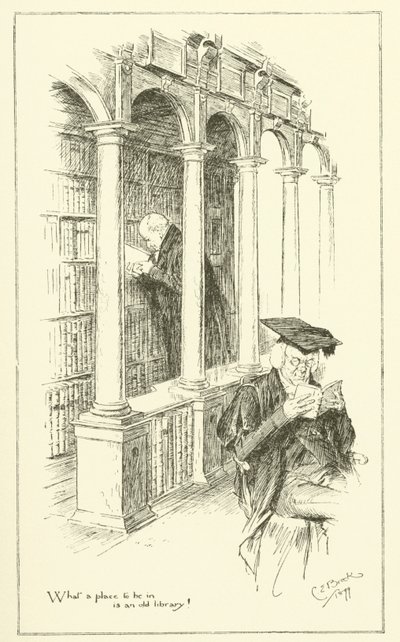 チャールズ・ラムの「The Essays of Elia」の挿絵（彫刻）。 作： Charles Edmund Brock