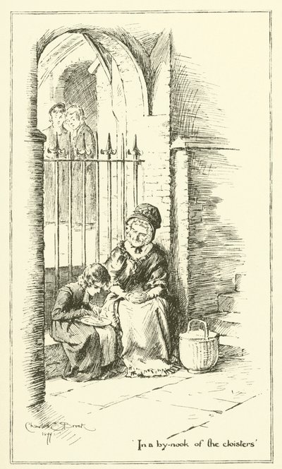 チャールズ・ラムの「The Essays of Elia」の挿絵（彫刻）。 作： Charles Edmund Brock