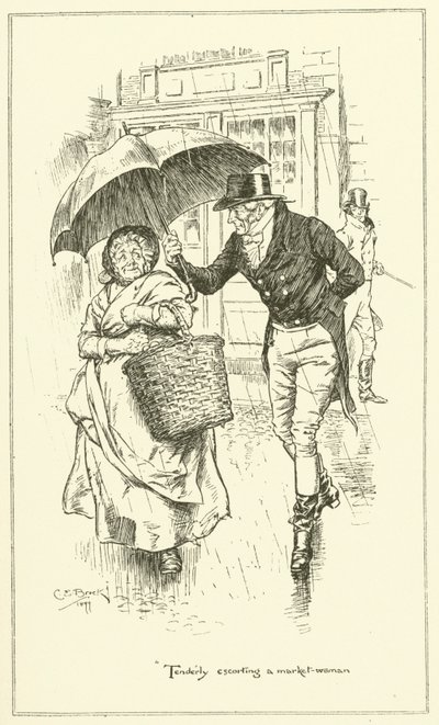 チャールズ・ラムの「The Essays of Elia」の挿絵（彫刻）。 作： Charles Edmund Brock