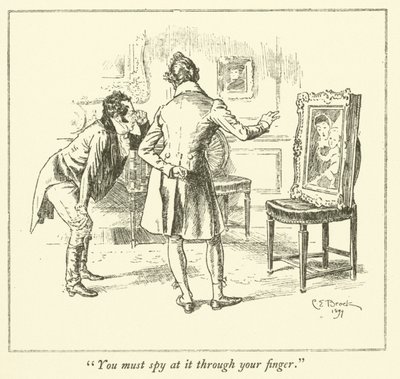 チャールズ・ラムの「The Essays of Elia」の挿絵（彫刻）。 作： Charles Edmund Brock