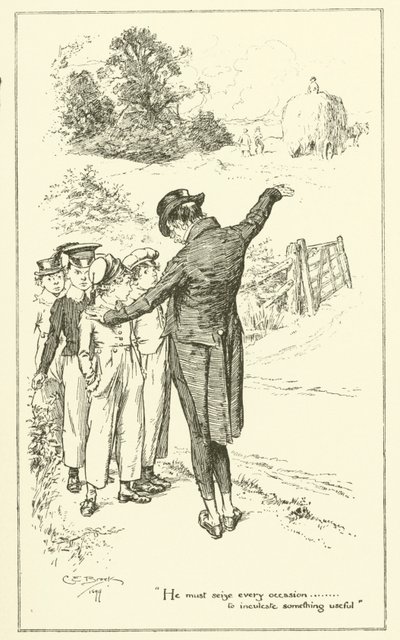チャールズ・ラムの「The Essays of Elia」の挿絵（彫刻）。 作： Charles Edmund Brock