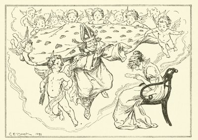 チャールズ・ラムの「The Essays of Elia」の挿絵（彫刻）。 作： Charles Edmund Brock